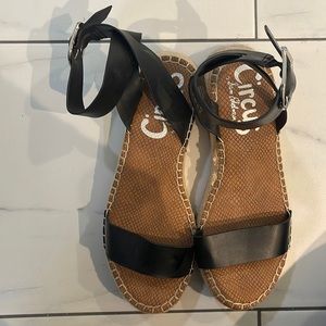 Black Espadrille Ankle Strap Sandals